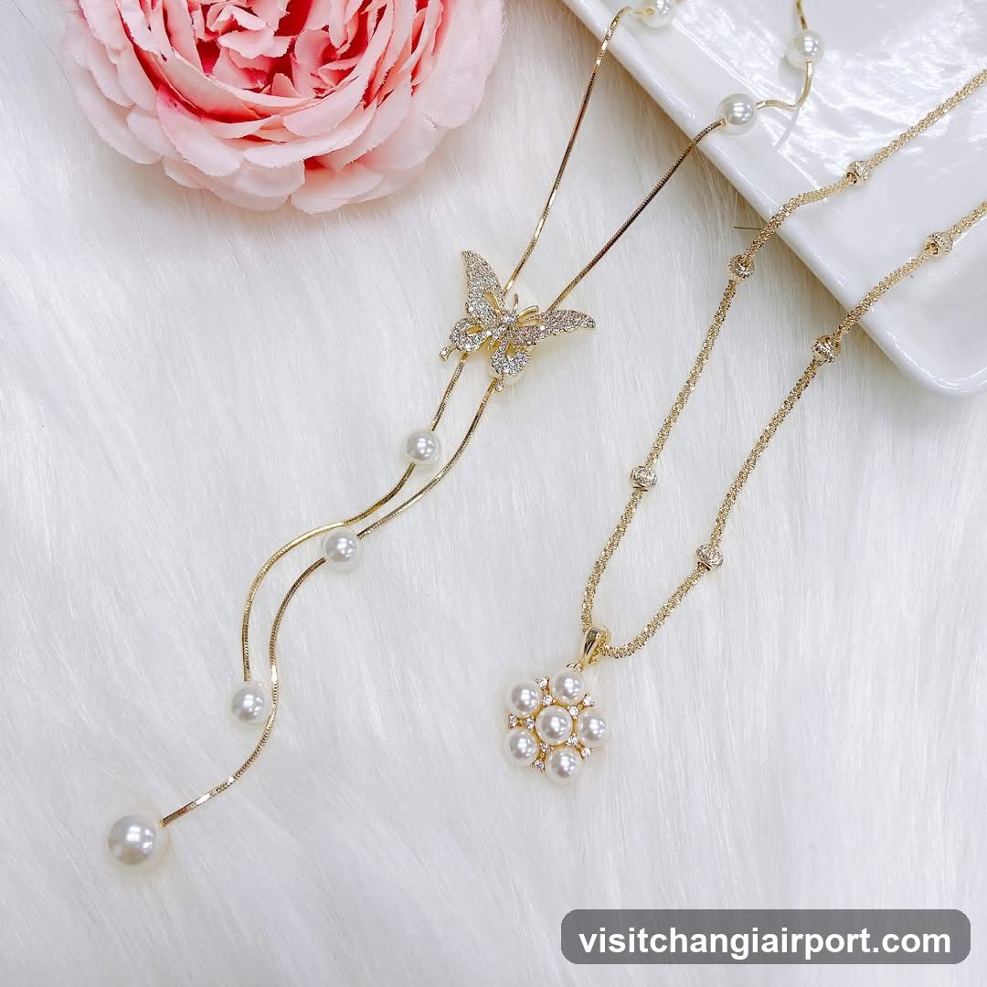 Necklaces with Butterfly and Flower Pendants