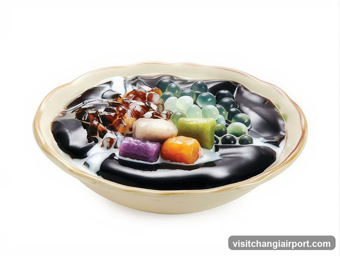 Grass Jelly Dessert with Toppings