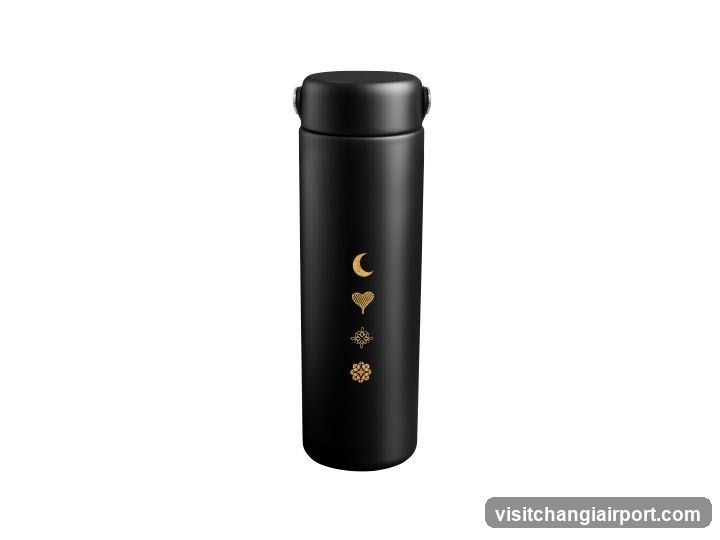 Black Tumbler with Celestial and Floral Designs