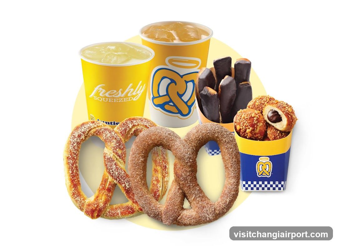 Assorted Pretzels and Drinks