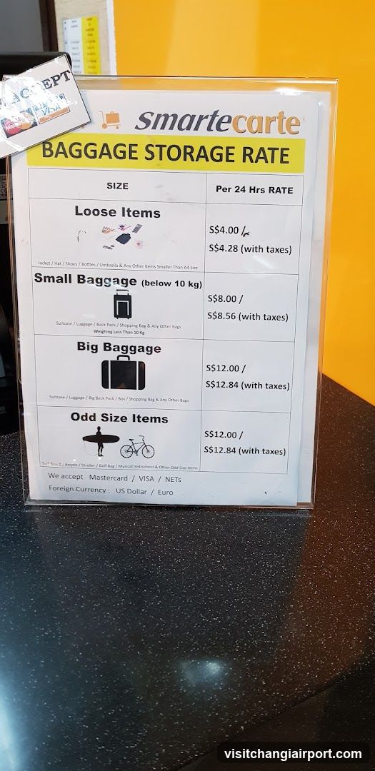 Baggage Storage Rate Sign