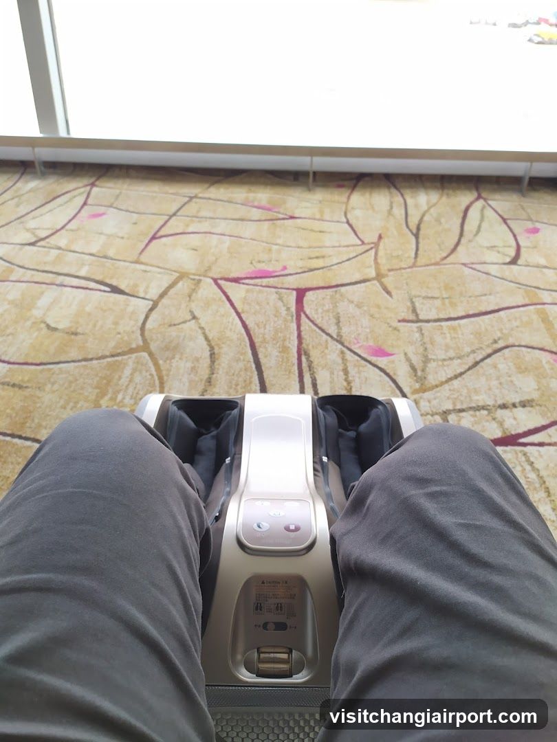 Foot massage device in lounge area