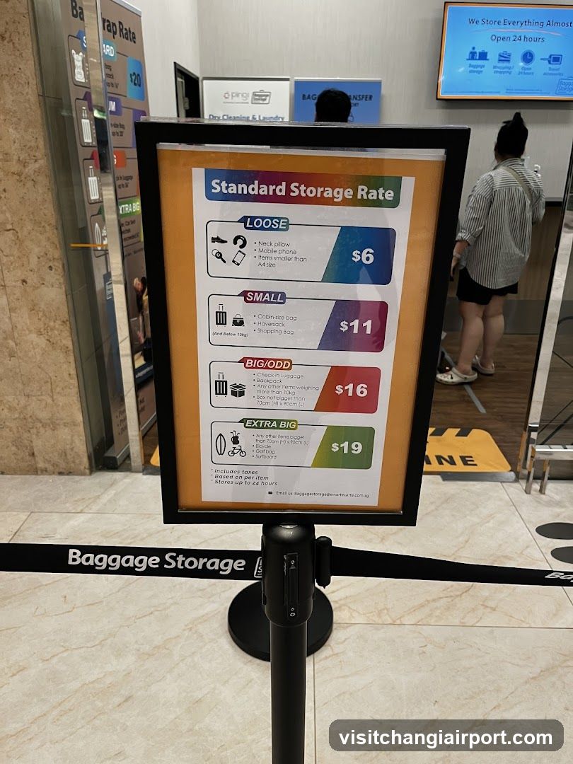 Baggage Storage Rate Sign