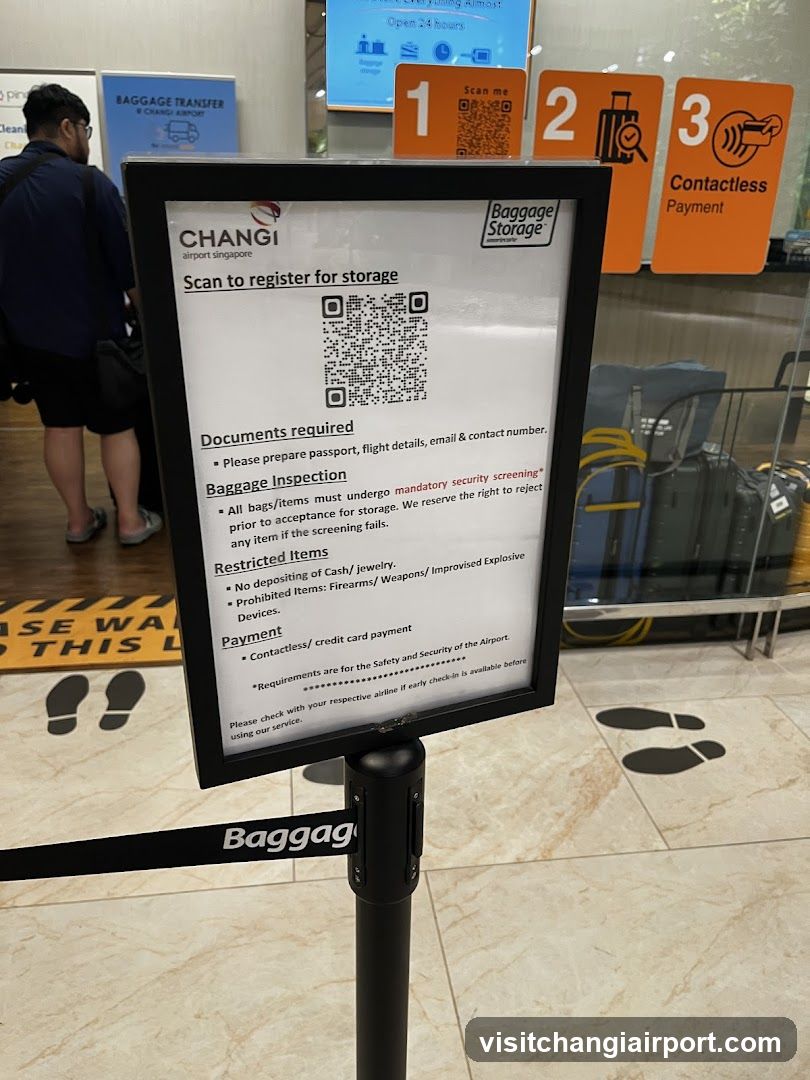 Baggage Storage Sign at Changi Airport