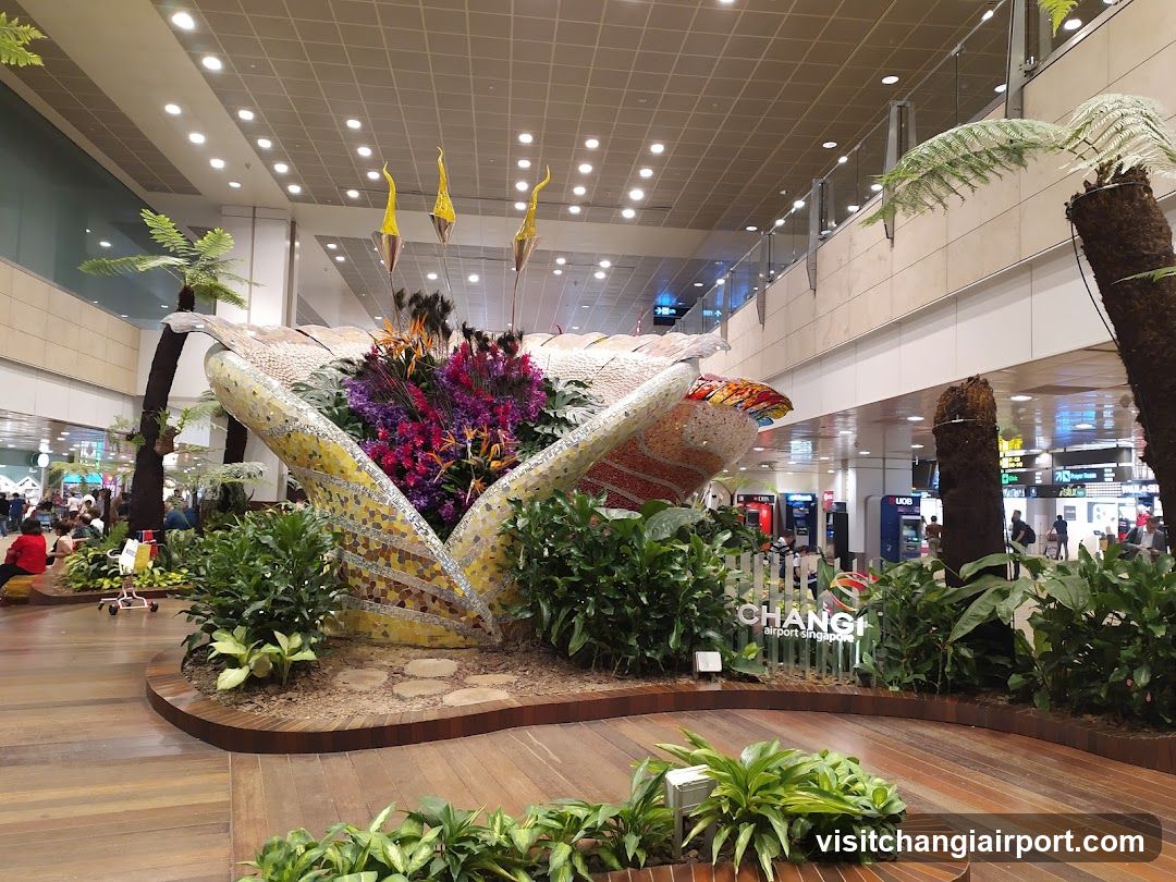 Flower display at Changi Airport Terminal 2