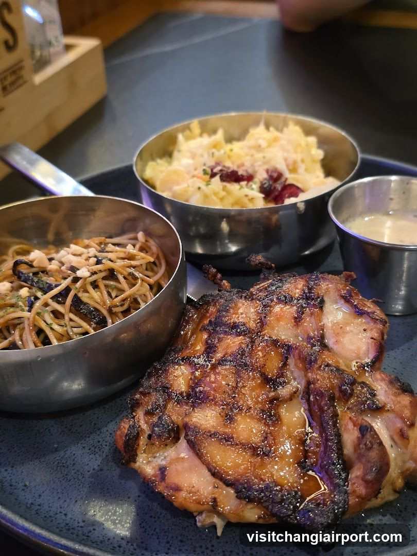 Grilled Chicken with Pasta and Salad