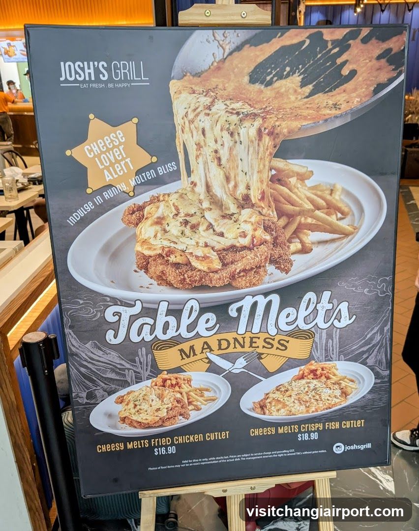 Josh's Grill Table Melts Madness Signage