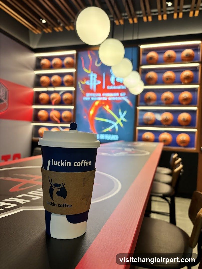Luckin Coffee Interior with Basketball Theme