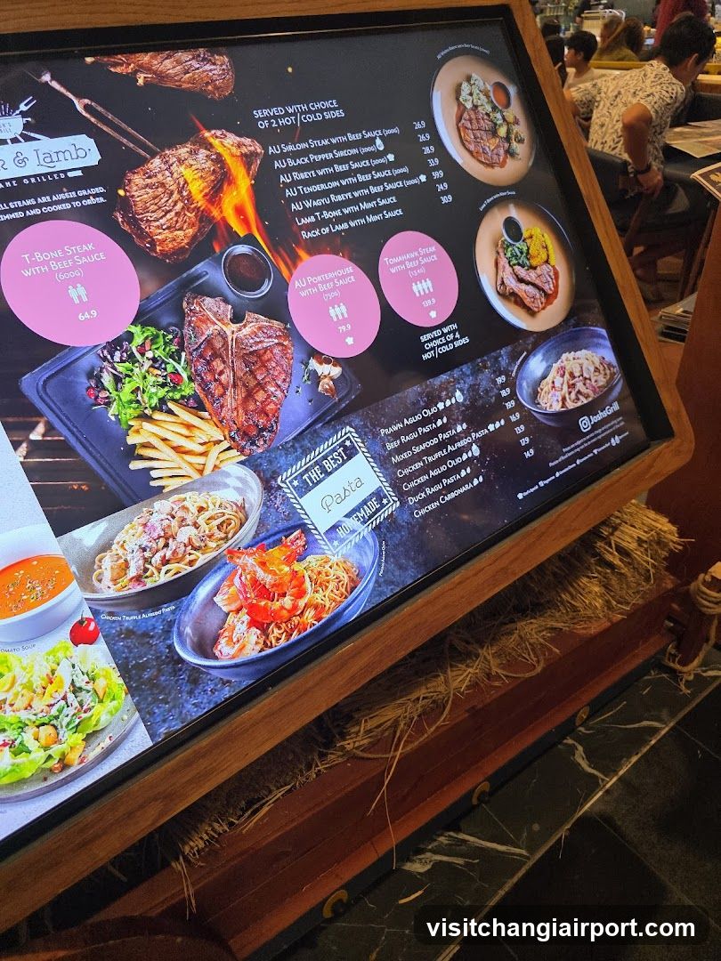 Digital Menu Display at Steakhouse