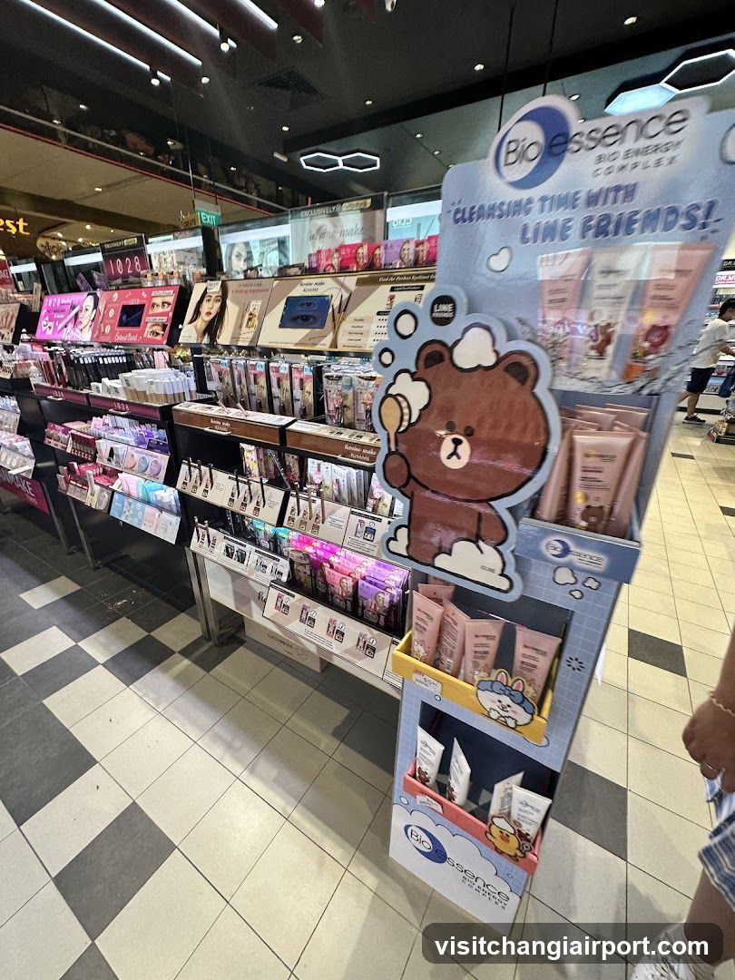 Bio essence store display with Line Friends character