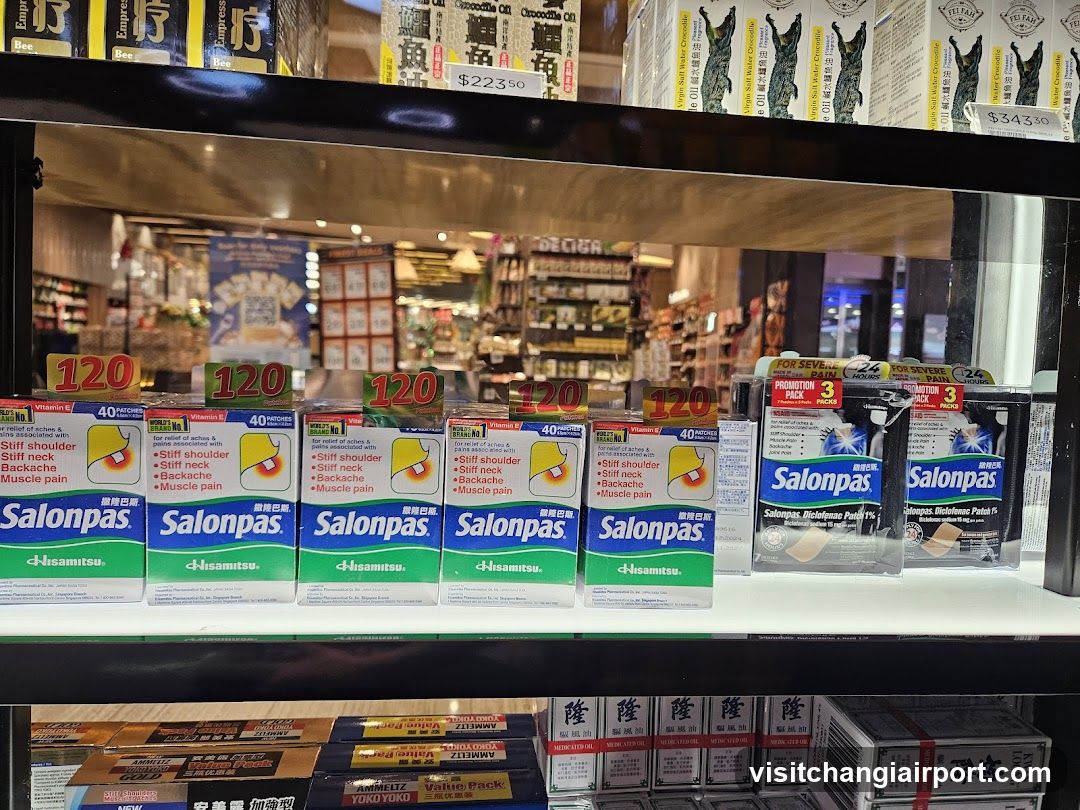 Salonpas and other products on a shelf