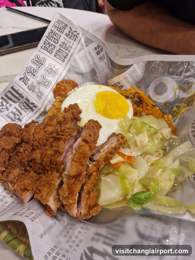 Fried Chicken Meal with Egg and Cabbage