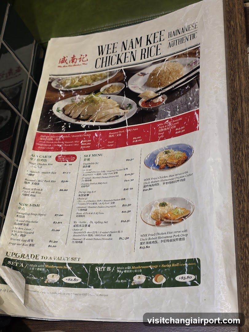Wee Nam Kee Chicken Rice Menu
