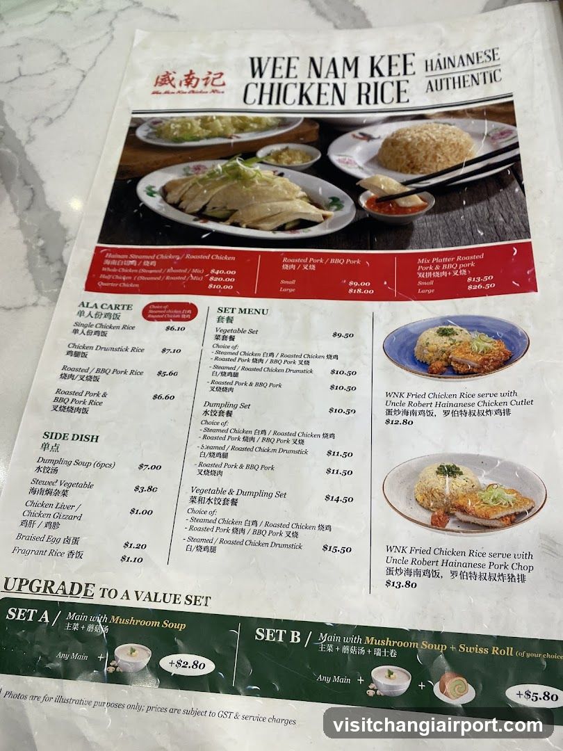Wee Nam Kee Chicken Rice Menu