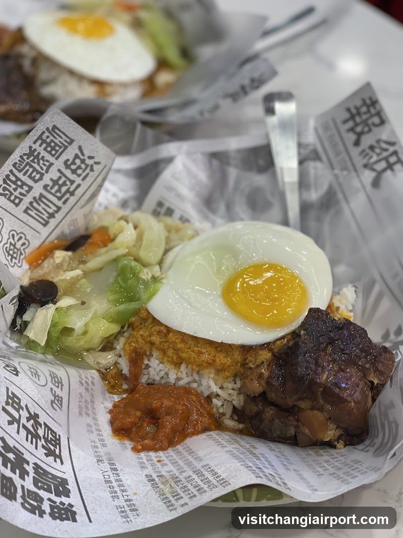 Newspaper-style Rice Bowl with Fried Egg and Meat