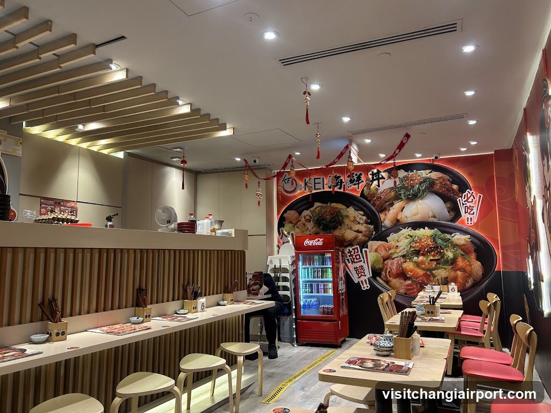 Restaurant Interior with Wall Art and Seating Area