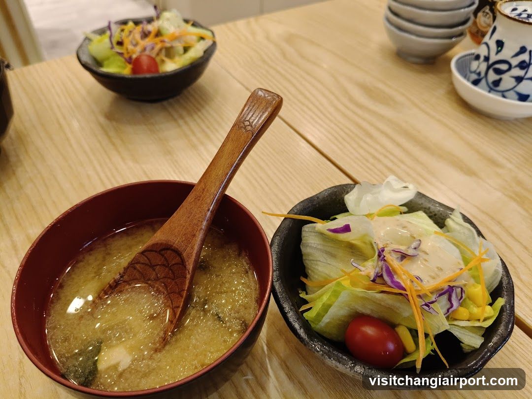 Dining Table with Soup and Salad