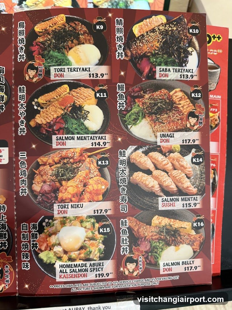 Japanese Donburi and Sushi Menu