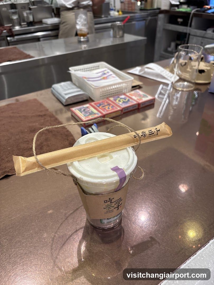 Beverage on counter