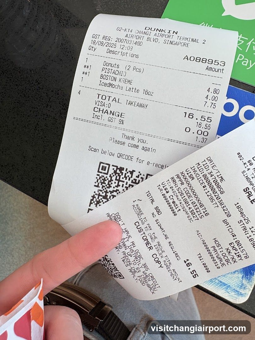 Dunkin' Receipts and Payment Card