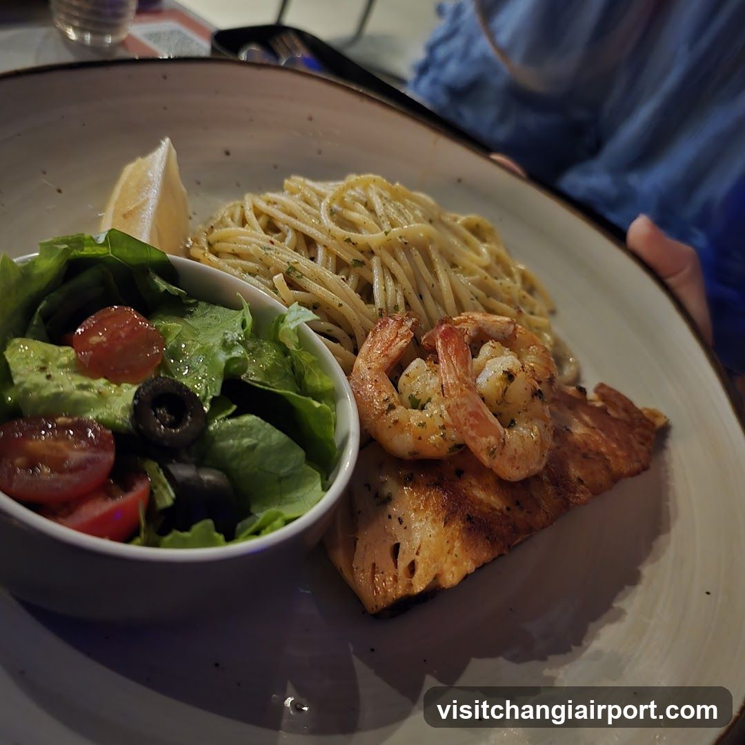 Shrimp Pasta with Salad