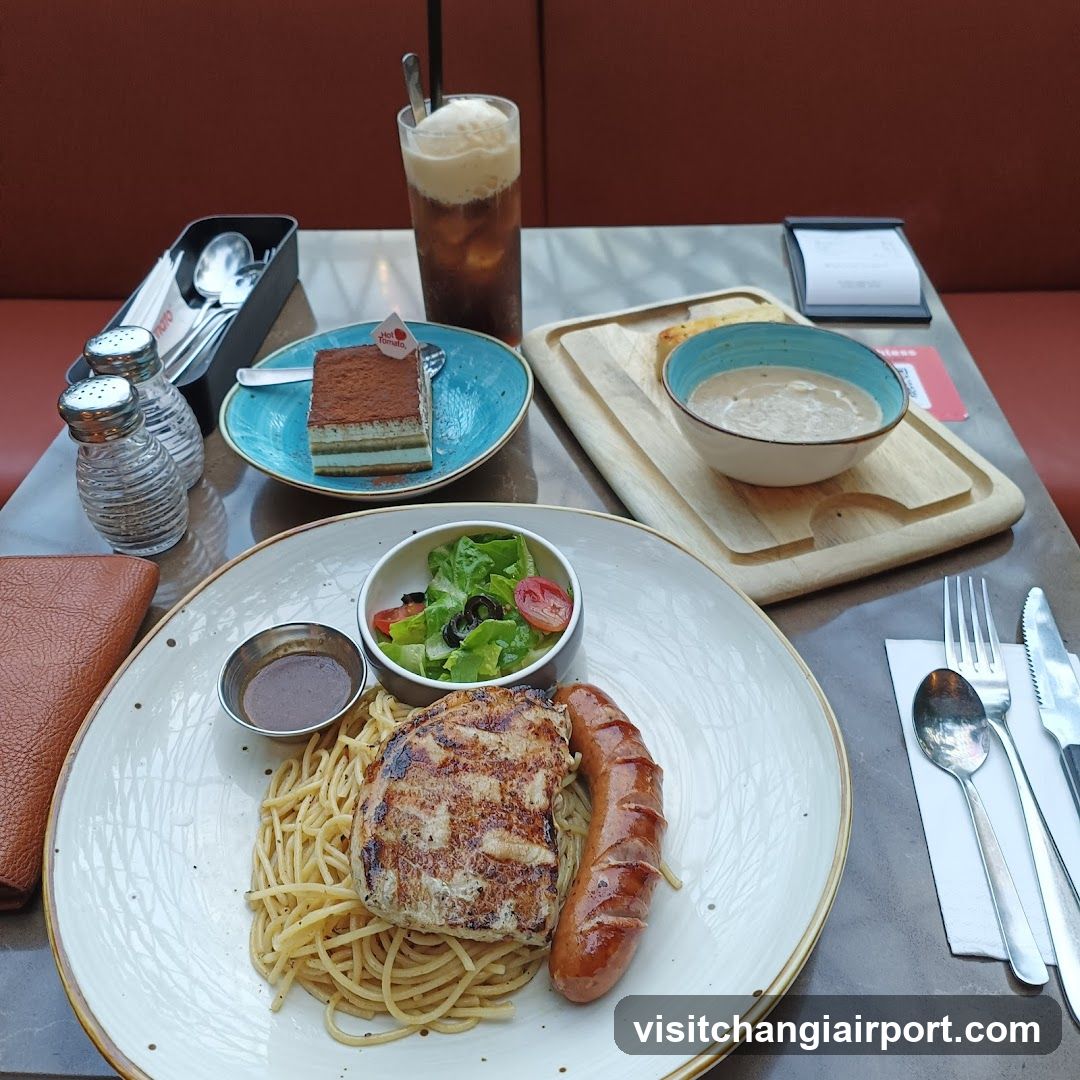 Dining Table with Food and Condiments