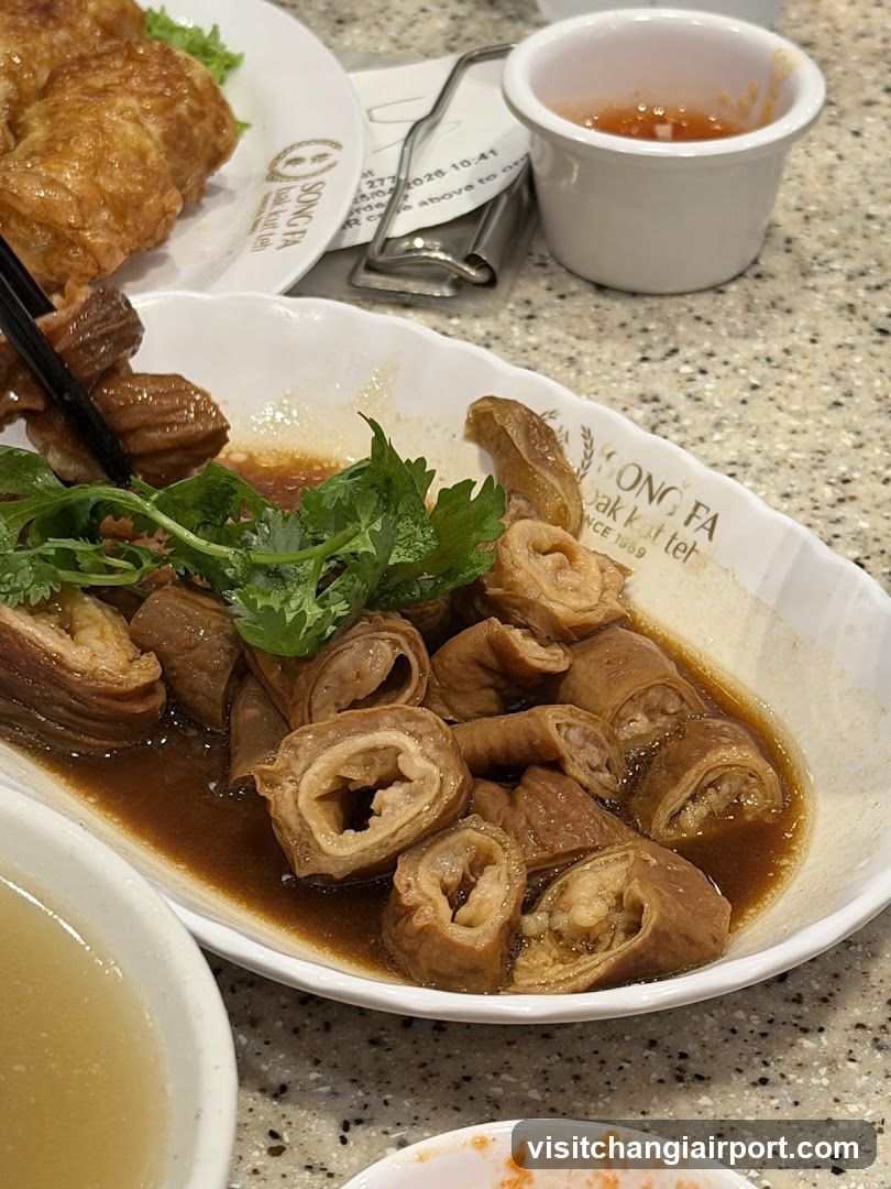 Dish of braised intestines with cilantro