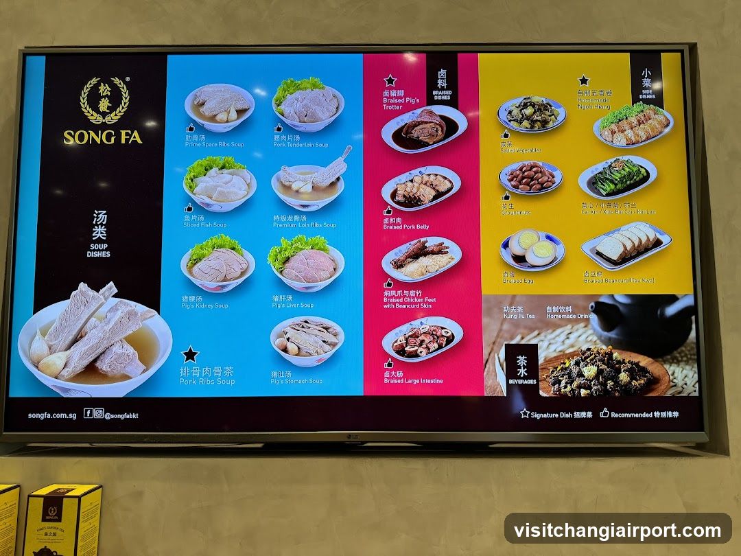 Song Fa Soup Dishes Menu Board