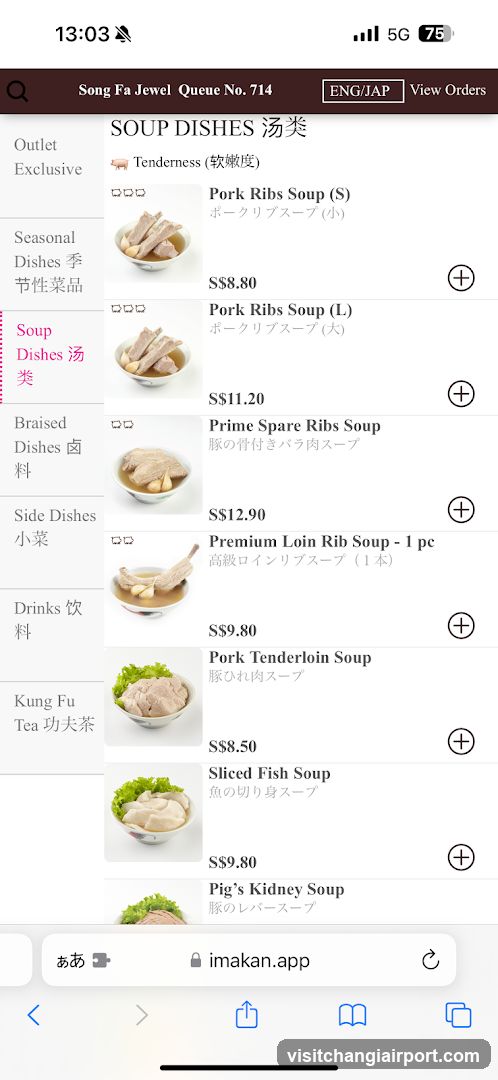 Soup Dishes Menu - Song Fa Jewel