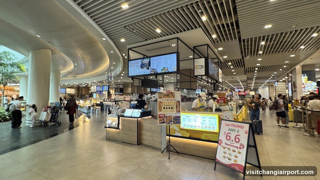 Food Court Interior with Kiosk and Signage