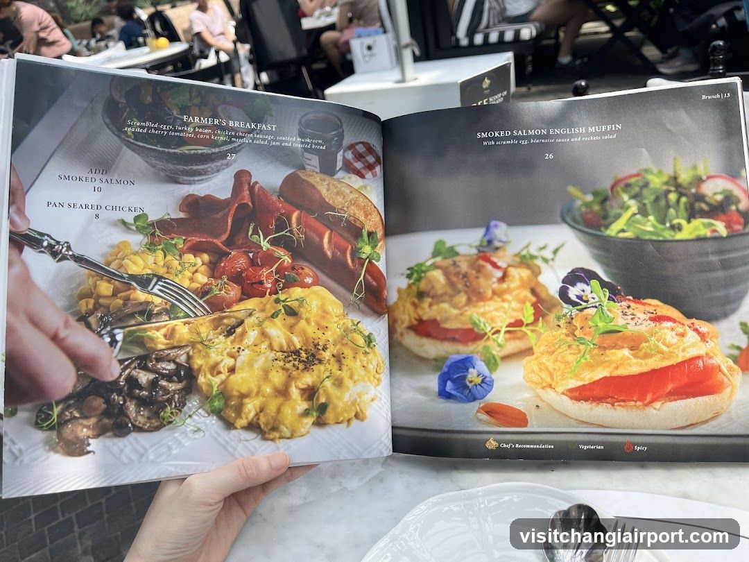Open Menu Book Displaying Breakfast Items