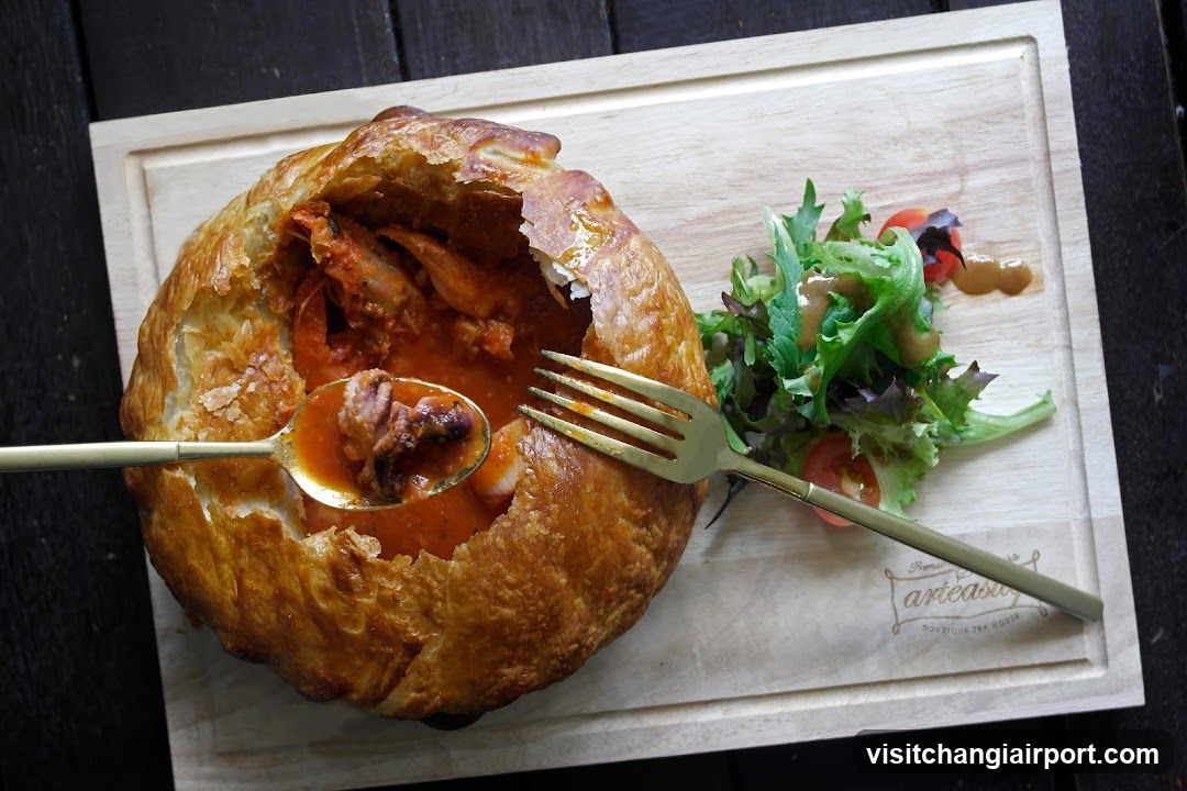 Stuffed Pastry Dish with Salad