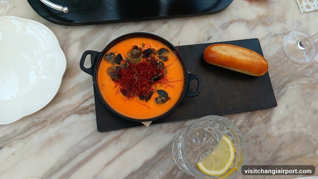 Soup with Bread and Lemon Water