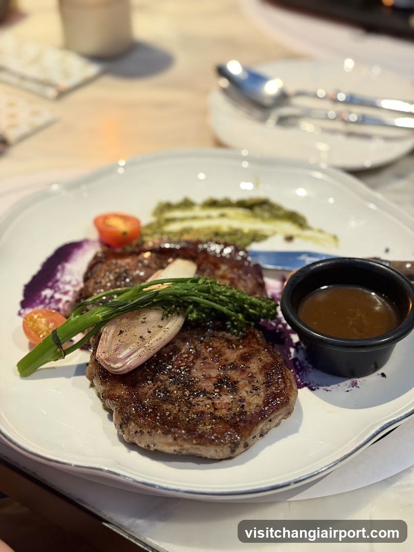 Grilled Steak with Asparagus and Sauce