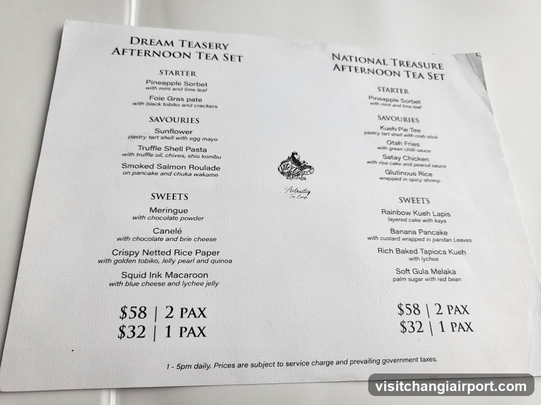 Dream Teasery Afternoon Tea Set & National Treasure Afternoon Tea Set Menu
