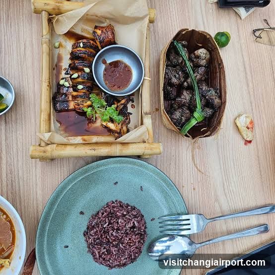 Food Spread on Wooden Table