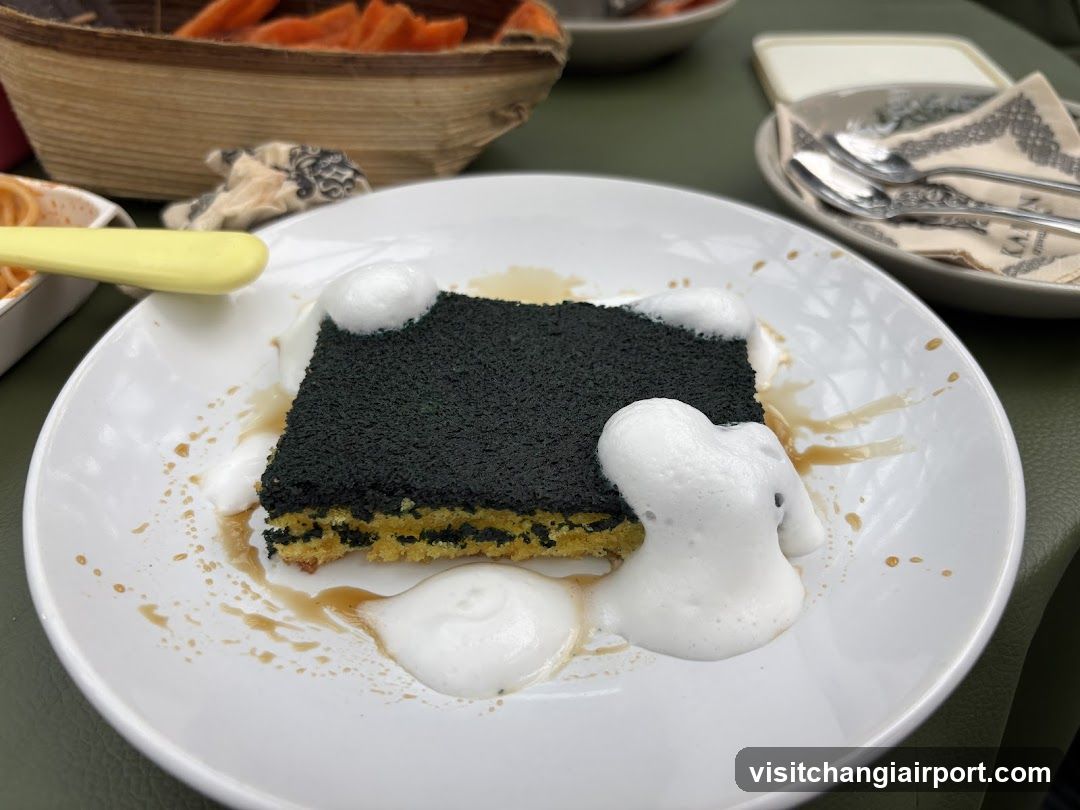 Black Cake Dessert with Foam
