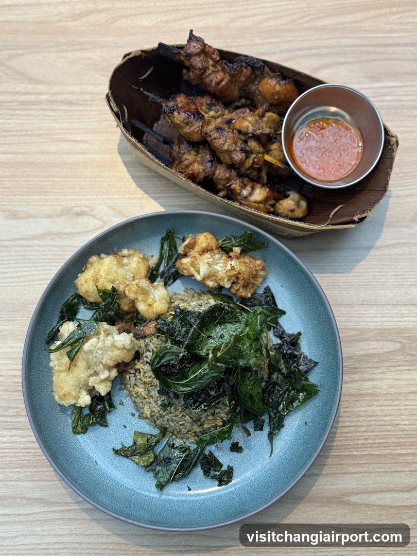 Food Plate with Skewers and Fried Items