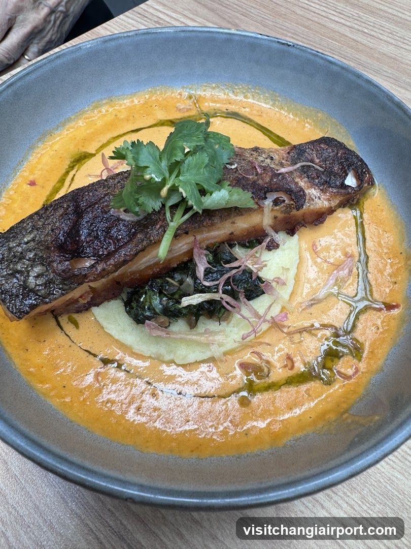 Baked Fish with Creamy Sauce and Greens
