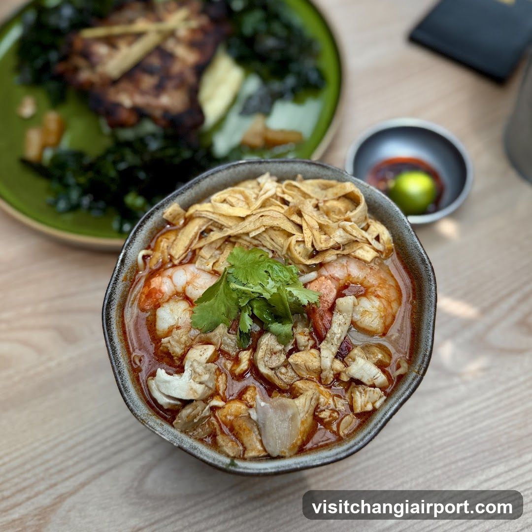 Spicy Noodle Bowl with Shrimp and Tofu Skin