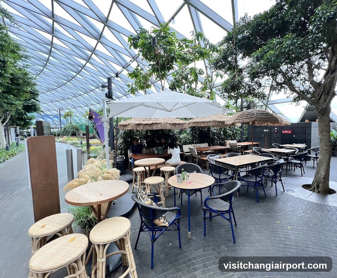 Outdoor Seating Area with Glass Dome Structure