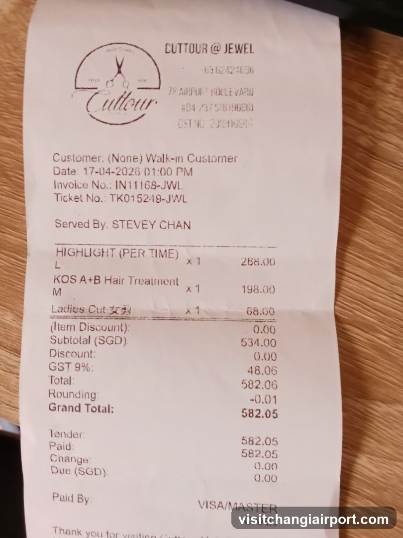 Receipt from Cuttour @ Jewel