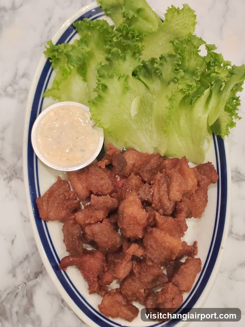 Fried Meat with Lettuce and Dip