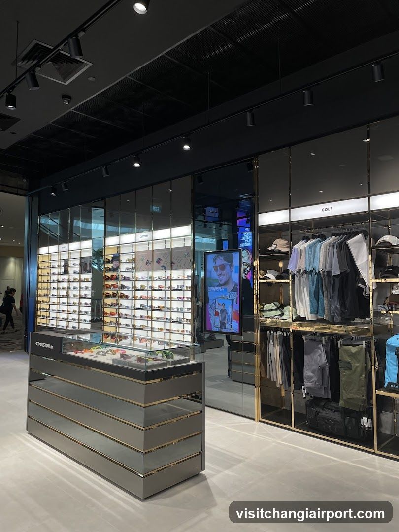 Interior of a retail store with shoe and clothing displays