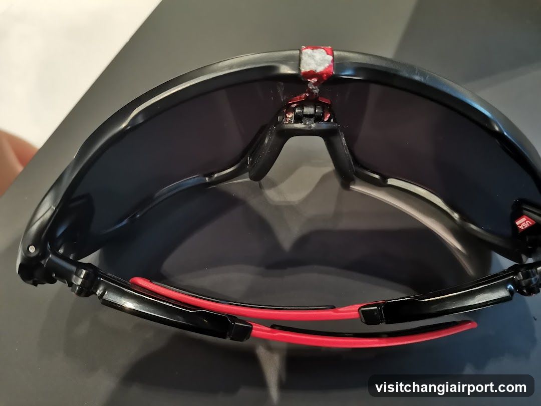 Sunglasses with red strap