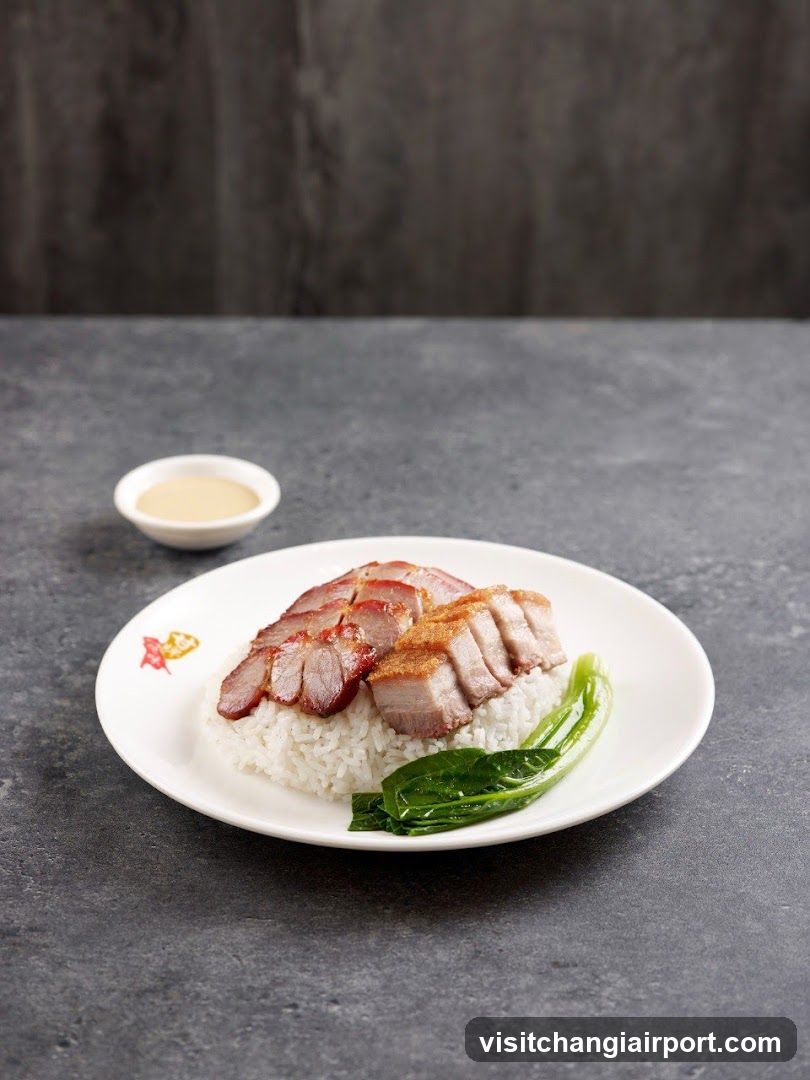 Roast Pork Rice with Sauce and Greens