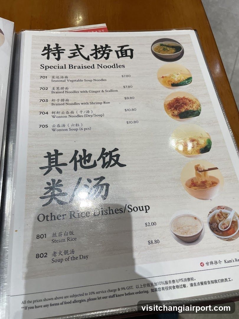 Special Braised Noodles Menu