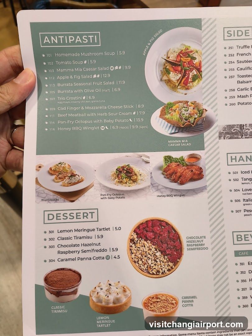 Antipasti, Dessert Menu Page