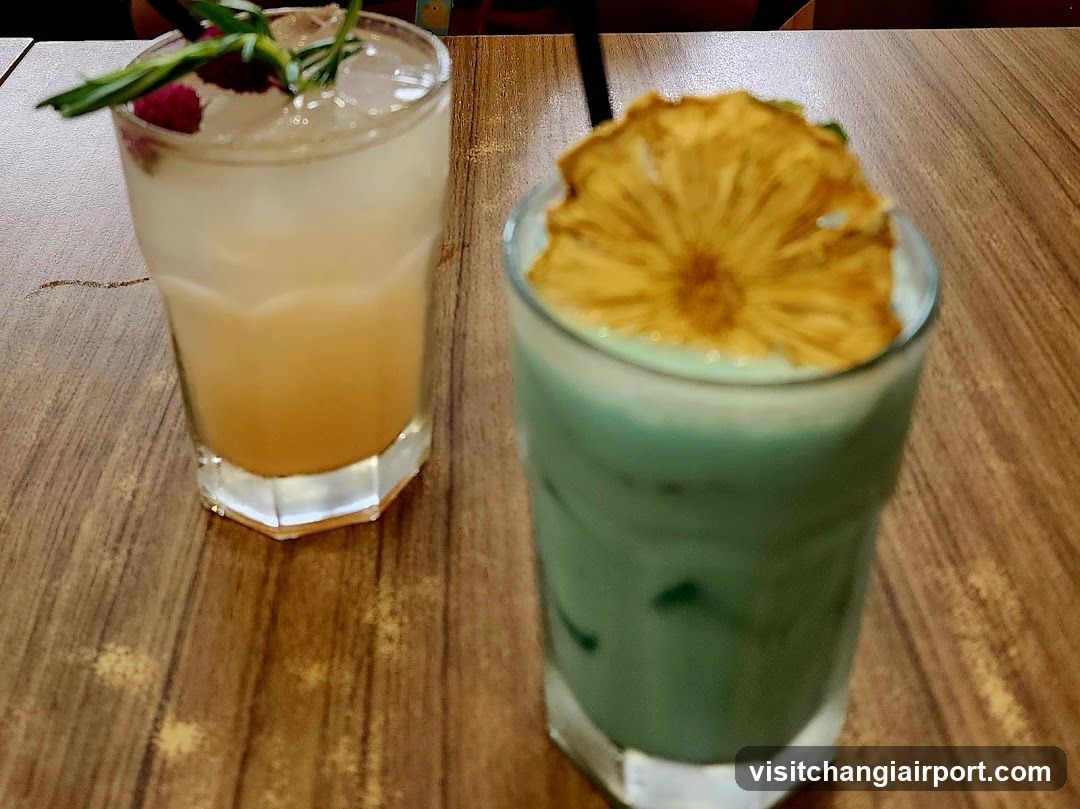 Two Iced Drinks on a Wooden Table