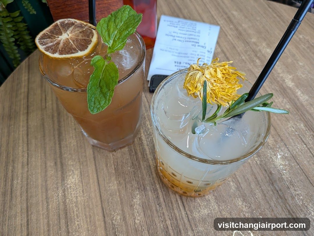 Two cocktails on a wooden table